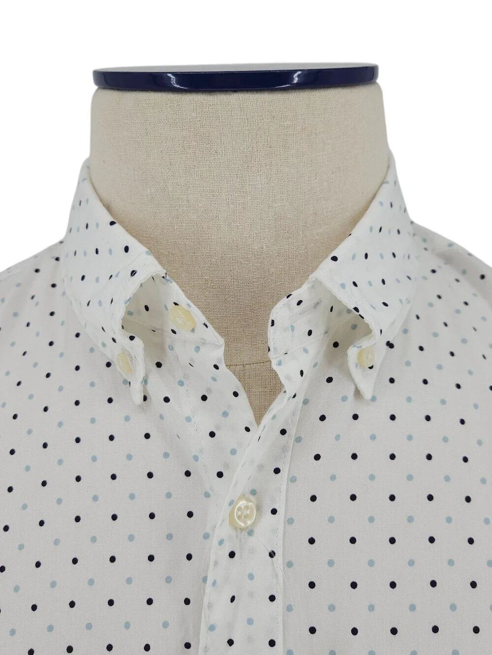 J.CREW Slim Fit Shirt White Polka Dot Long Sleeve Button Up Collared Mens Medium